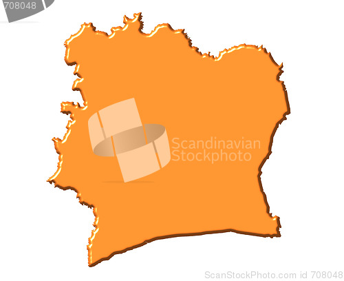 Image of Ivory Coast 3d map with national color