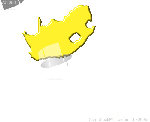 Image of South Africa 3d map with national color