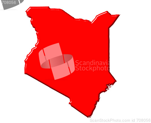 Image of Kenya 3d map with national color