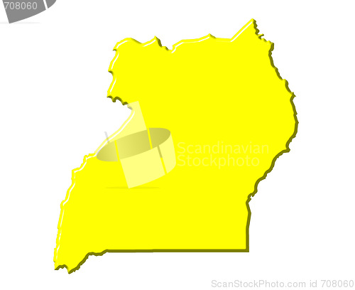 Image of Uganda 3d map with national color