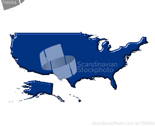 Image of USA 3d map with national color