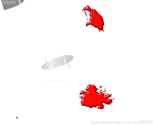 Image of Antiqua and Barbuda 3d map with national color