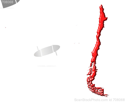 Image of Chile 3d map with national color