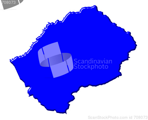 Image of Lesotho 3d map with national color