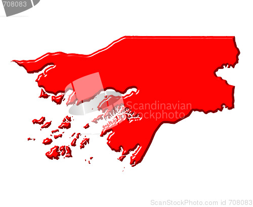 Image of Guinea-Bissau 3d map with national color