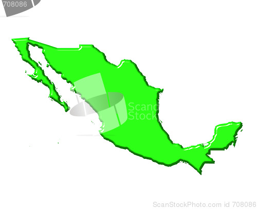 Image of Mexico 3d map with national color