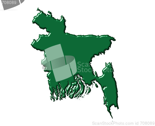 Image of Bangladesh 3d map with national color