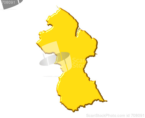 Image of Guyana 3d map with national color