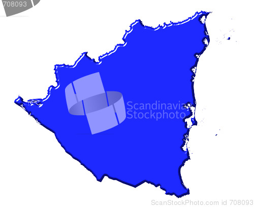 Image of Nicaragua 3d map with national color