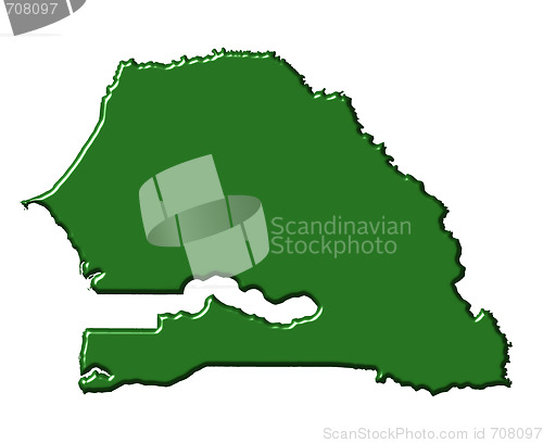 Image of Senegal 3d map with national color
