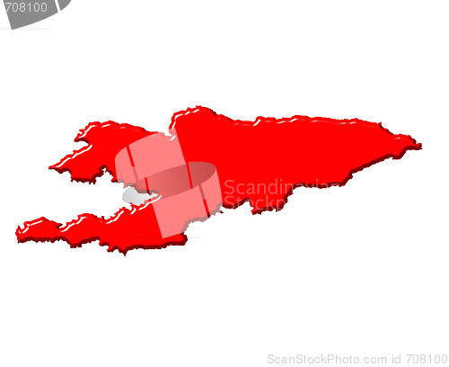 Image of Kyrgyzstan 3d map with national color