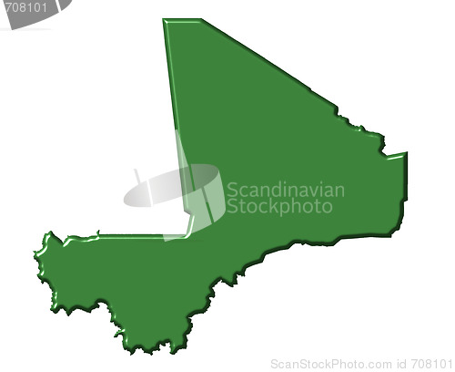 Image of Mali 3d map with national color