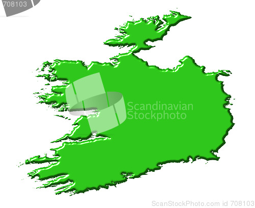 Image of Ireland 3d map with national color