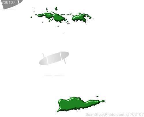 Image of Virgin Islands 3d map with national color