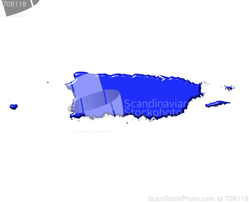 Image of Puerto Rico 3d map with national color