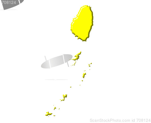 Image of Saint Vincent and The Grenadines 3d map with national color