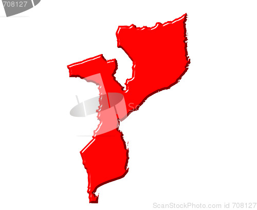 Image of Mozambique 3d map with national color