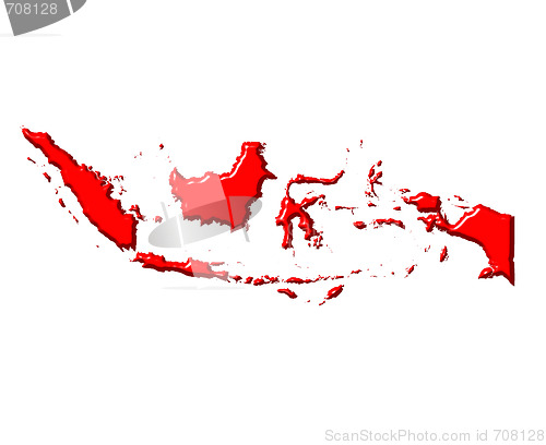 Image of Indonesia 3d map with national color