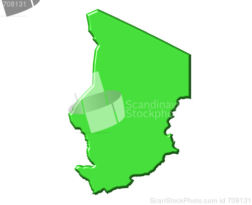 Image of Chad 3d map with national color