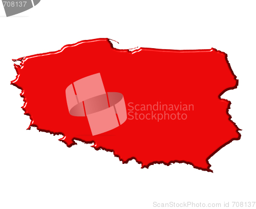 Image of Poland 3d map with national color