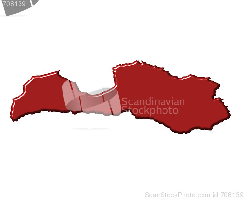 Image of Latvia 3d map with national color