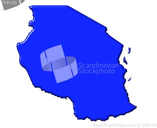 Image of Tanzania 3d map with national color