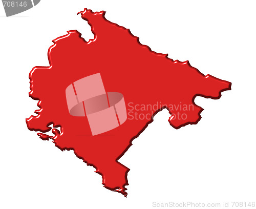 Image of Montenegro 3d map with national color