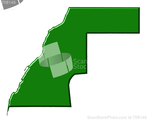 Image of Western Sahara 3d map with national color