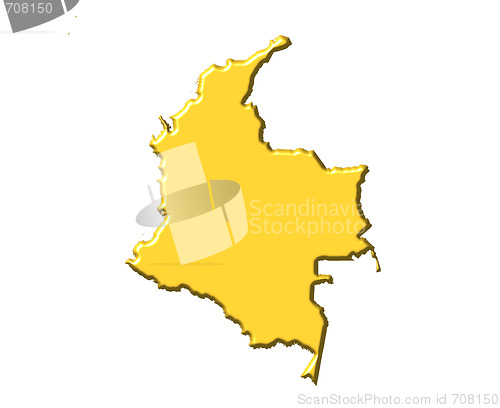 Image of Colombia 3d map with national color