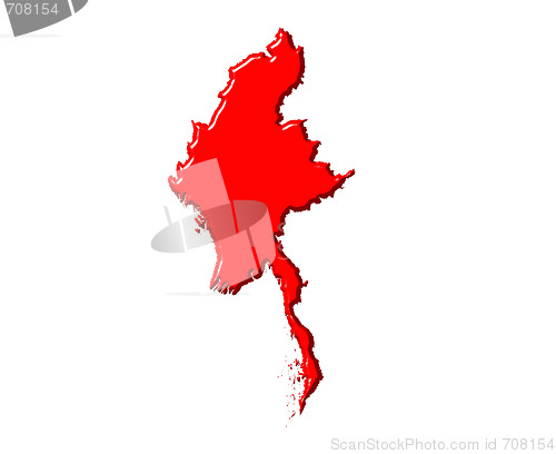 Image of Myanmar 3d map with national color