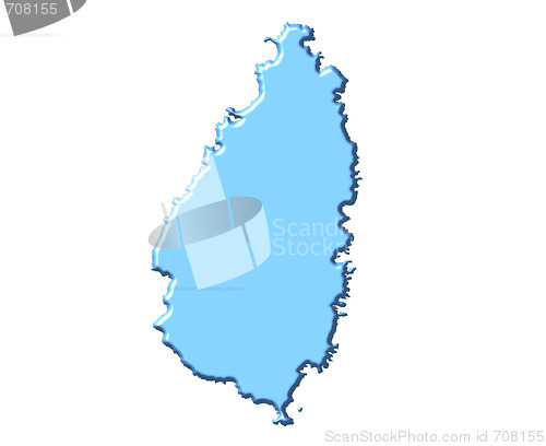 Image of Saint Lucia 3d map with national color