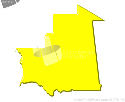 Image of Mauritania 3d map with national color