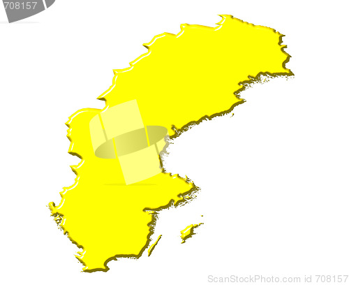 Image of Sweden 3d map with national color