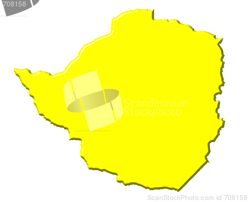 Image of Zimbabwe 3d map with national color
