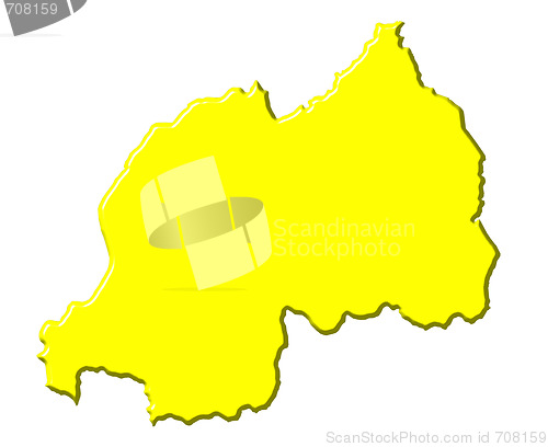 Image of Rwanda 3d map with national color