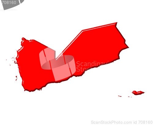 Image of Yemen 3d map with national color