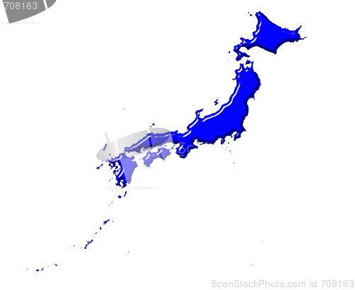 Image of Japan 3d map with national color