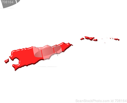 Image of East Timor 3d map with national color
