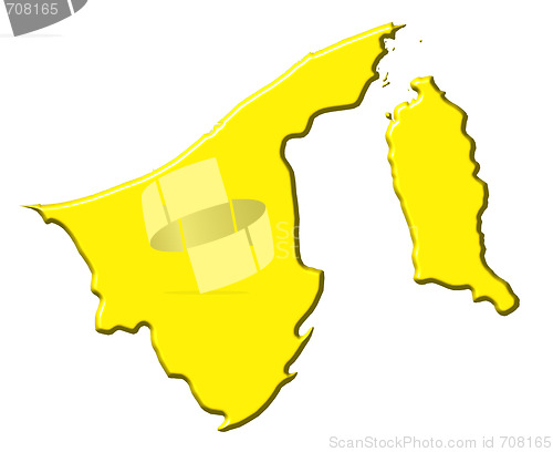 Image of Brunei 3d map with national color