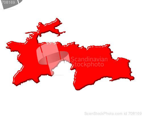Image of Tajikistan 3d map with national color
