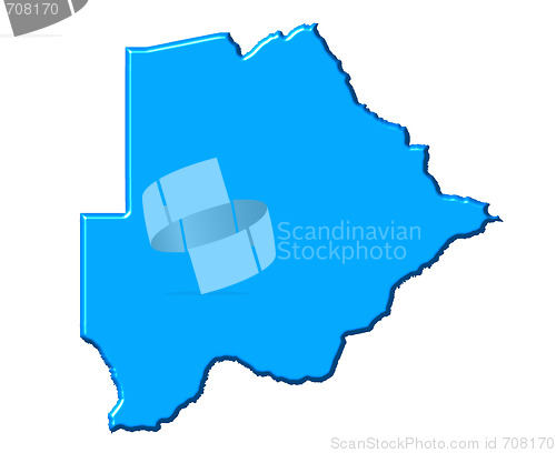 Image of Botswana 3d map with national color