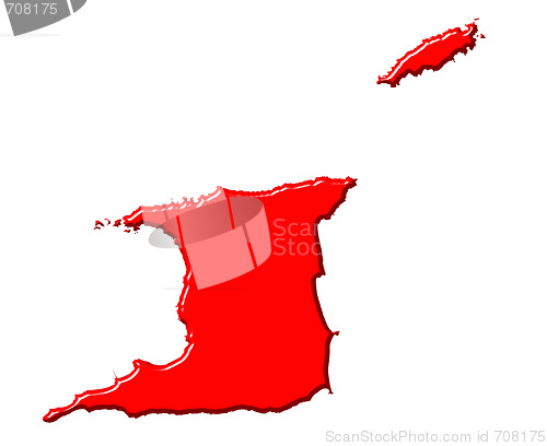 Image of Trinidad and Tobago 3d map with national color