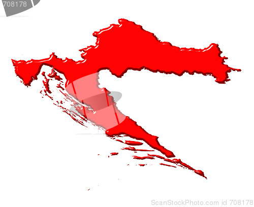 Image of Croatia 3d map with national color