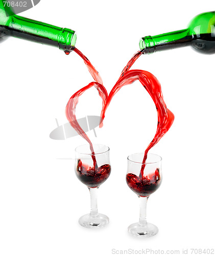Image of Heart from pouring red wine 