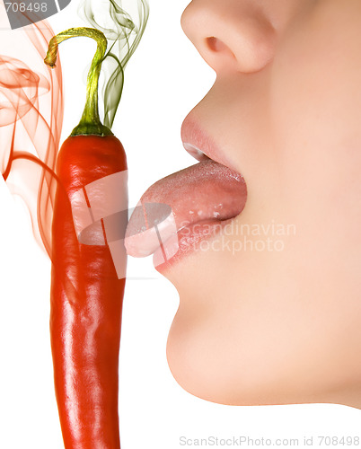 Image of licking chili pepper 
