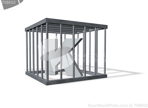 Image of big K in a cage