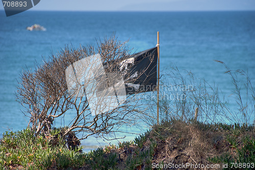 Image of Pirates Flag on a Tuscan Beach, July 2007