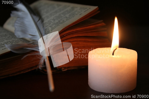 Image of Candle, Book and Plume