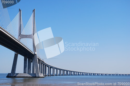 Image of Vasco da Gama Bridge over River Tagus in Lisbon