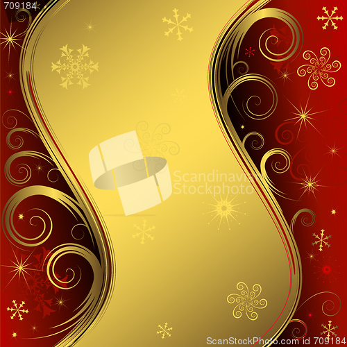 Image of Red and golden christmas background